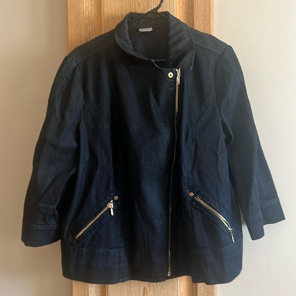 Chicos blue jean moto jacket
